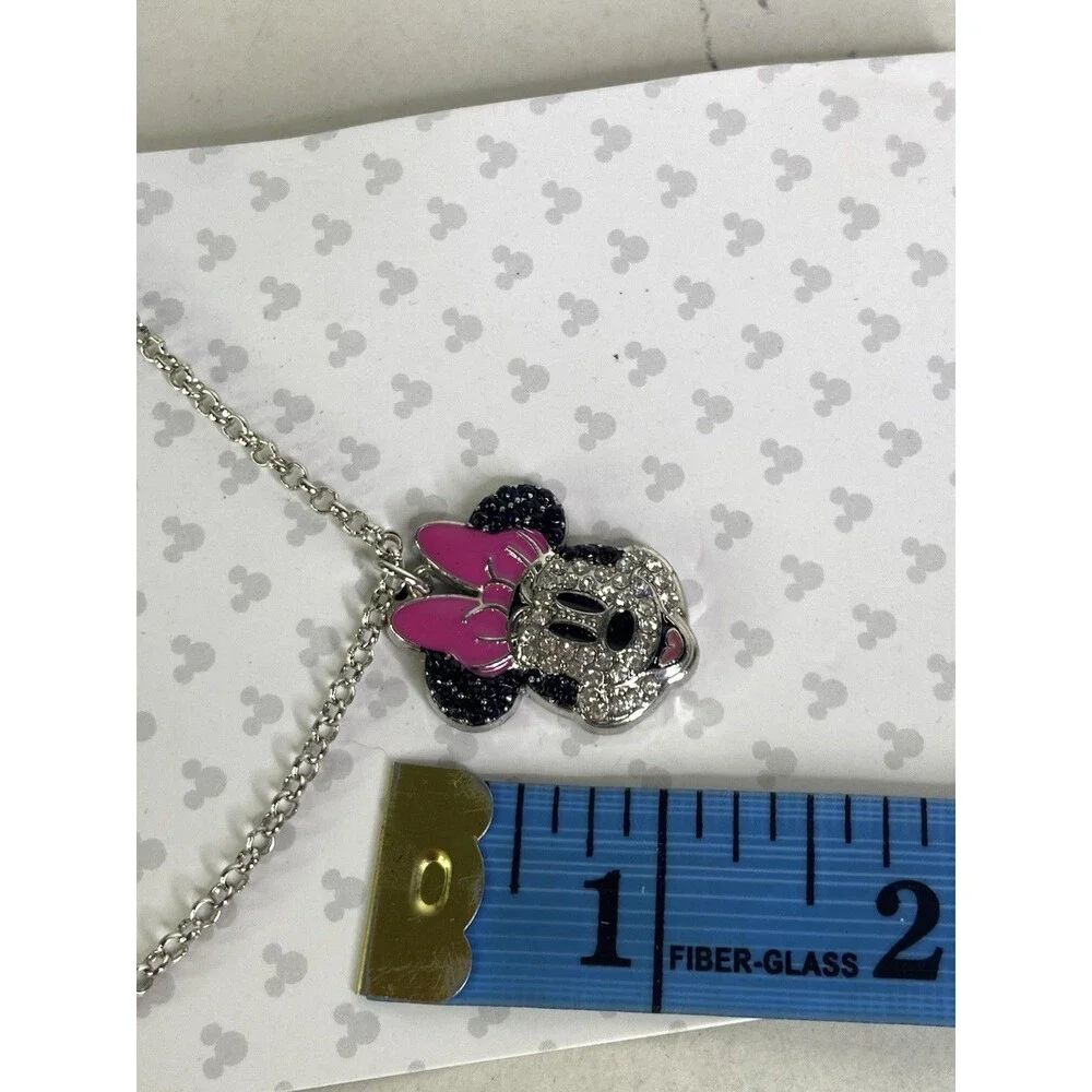 Disney Minnie Mouse Crystal Bling Pendant Necklace NEW